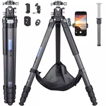 Компактный карбоновый штатив с 40-миллиметровой двойной панорамной камерой с низким центром тяжести и свободным внешним центром, легкий дорожный аксессуар из карбонового волокна для видеокамеры