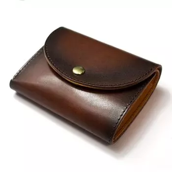Компактный кошелек gradation MIRA Leather Натуральная кожа, сделано в Японии Маленький кошелек Trifold, окрашенный вручную QUATTRO/Tochigi Мужской Женский (Канеле Браун)