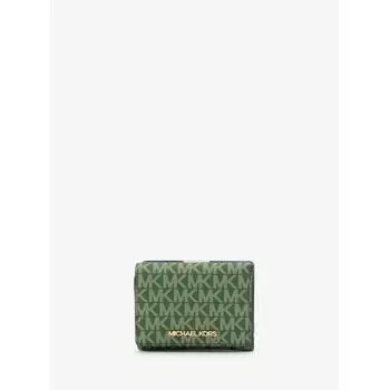 Компактный кошелек MICHAEL KORS JET SET TRAVEL, средний размер MK Signature 35R4GTVE2V5668 Зеленый папоротник