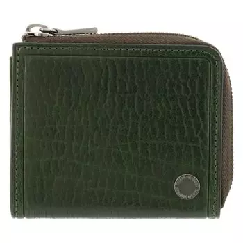Компактный кошелек на молнии из натуральной кожи для монет 730614 Мини-кошелек из коровьей кожи зеленого цвета [Takeo Kikuchi] Г-образный мужской [05]
