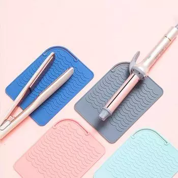 Компактный коврик для щипцов для завивки с полой оберткой Профессиональный силиконовый термостойкий светло-серый