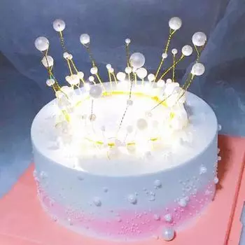 Компактный круглый топпер для торта с искусственным жемчугом, инструмент для украшения выпечки