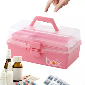 Компактный медицинский ящик для хранения, 3 слоя, органайзер для семейных принадлежностей первой помощи розовый