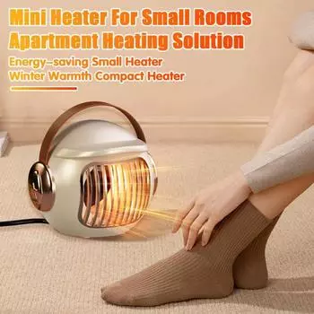 Компактный мини-нагреватель с ручкой, 500 Вт, высокая выходная мощность, защита от перегрева, тихая работа, небольшой размер US Plug зелёный