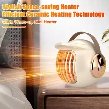 Компактный мини-нагреватель с ручкой, 500 Вт, высокая выходная мощность, защита от перегрева, тихая работа, автоматический режим EU зелёный