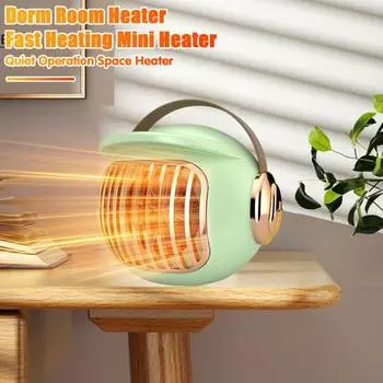 Компактный мини-нагреватель с ручкой, высокая выходная мощность 500 Вт, защита от перегрева, бесшумная работа, автоматическое отключение, персональный обогреватель EU зелёный