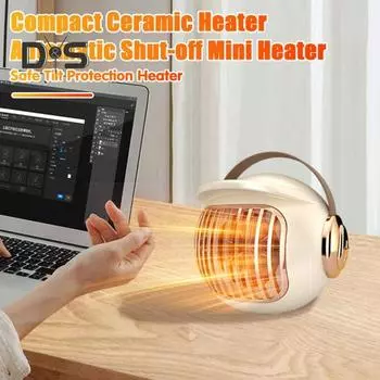 Компактный мини-обогреватель с ручкой, высокая выходная мощность 500 Вт, защита от перегрева, тихая работа, небольшой персональный обогреватель US Plug зелёный