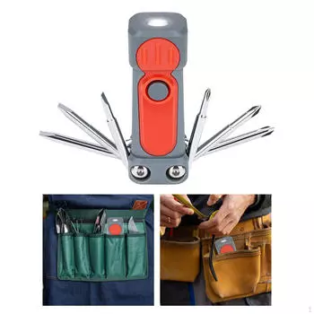 Компактный многофункциональный инструмент с фонариком для ремонта игровых приставок и предметов домашнего обихода красный