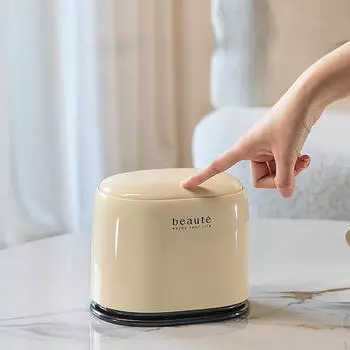 Компактный мусорный бак на столешницу с пресс-крышкой для автомобиля, офиса и стола Cream Black