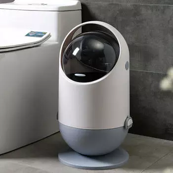 Компактный мусорный контейнер для использования на прилавке и в офисе серый