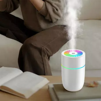 Компактный настольный увлажнитель воздуха с подсветкой для дома и офиса белый