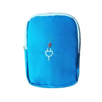 Компактный органайзер для зарядных устройств и кабелей наушников. Удобная сумка для хранения для женщин и мужчин, подходит для различных случаев. синий
