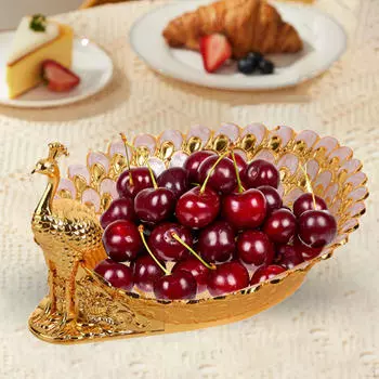 Компактный поднос в форме павлина для фруктов и сушеных продуктов на кухне золотой