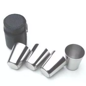 Компактный портативный набор Party из нержавеющей стали, маленький снаружи! чашки, 4, в комплекте, сталь,