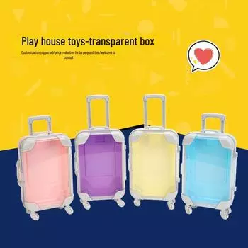 Компактный прозрачный чемодан на колесиках для хранения косметики и ресниц озеро синий