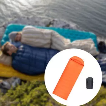 Компактный пуховый спальный мешок с чехлом для переноски для приключений в холодную погоду оранжевый