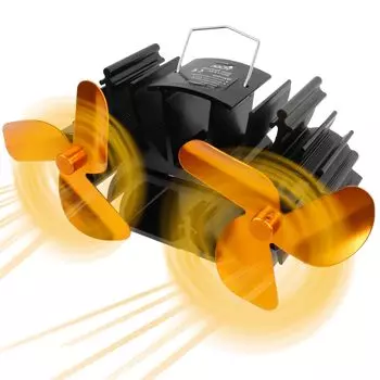 Компактный размер Эко-вентилятор для плиты, двойной, 3 лопасти, 2 оси, Эко-вентилятор, мощность нагрева, мини-размер, мощная циркуляция, рождественский подарок для мужчин и женщин (Золото)