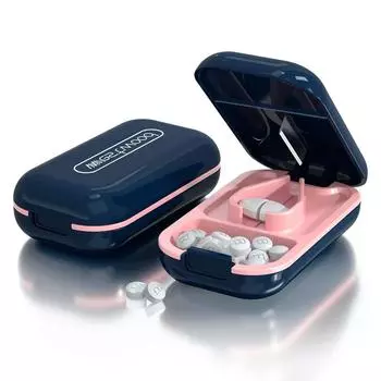 Компактный резак и разделитель таблеток для улицы, футляр для таблеток, дорожный контейнер для лекарств фиолетовый