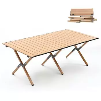 Компактный рулон для кемпинга, легко поддающийся обработке древесным зерном, легко царапается, включает в себя износостойкий, термостойкий, легко скатывается, складной, стол для кемпинга, уличный, складной, сборный, верхний,