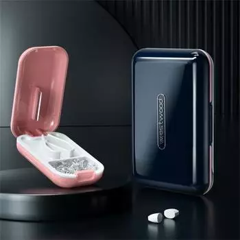 Компактный водонепроницаемый прочный чехол для таблеток с вынимающимися отделениями для путешествий чёрный