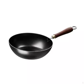Компактный железный вок для приготовления пищи, простота обслуживания, традиционная сковорода для жарки на индукционной и газовой плите 20cm