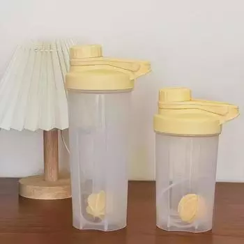 Компактный желтый стакан для протеинового коктейля со шкалой - пластиковый стакан для смешивания из полипропилена для заменителей пищи и фитнес-напитков 500ml