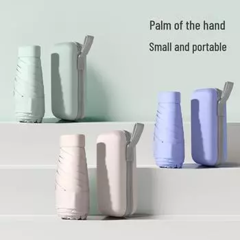 Компактный зонт-держатель для карточек, складывающийся на 60%, — легкий, защищающий от УФ-излучения, для двойного использования на солнце и в дождь Regular black umbrella + fabric cover