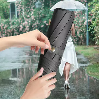 Компактный зонт для солнца и дождя, ручной открытый дизайн для путешествий на открытом воздухе чёрный