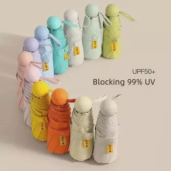 Компактный зонт от солнца, складывающийся на 50%, с защитой от УФ-излучения, черный клеевой зонт (Маленькая портативная капсула для солнечных дней)