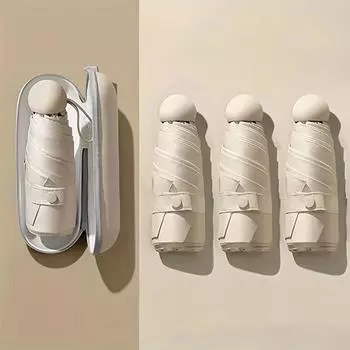 Компактный зонт, устойчивый к УФ-излучению и дождю - портативный, 6-реберный, складной, с капсульным чехлом - солнцезащитный козырек с защитой от солнца