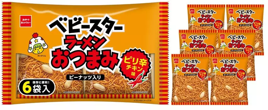 Компания Oyatsu Baby Star Ramen Snacks со вкусом острой курицы 6 пакетиков 138 г x 15 пакетиков Только для дома Домашний напиток Газированный сок Пиво Chuhai Shochu Highball