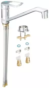 Компания SANEI Sanei Faucet Одинарный смеситель для строительства (прежнее название Производство) кухня с одним отверстием, экологичная, верхняя сторона K8712E2TJV-13 серебряный