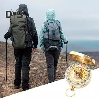 Компас для выживания на открытом воздухе, светящийся в темноте, легкий, точный, портативный, для кемпинга, пешего туризма, походов, ручного ориентирования из латуни золотистый