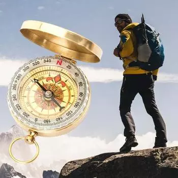 Компас для выживания на открытом воздухе, светящийся в темноте, точный, портативный, для кемпинга, пешего туризма, походов, ручного, из латуни, для ориентирования