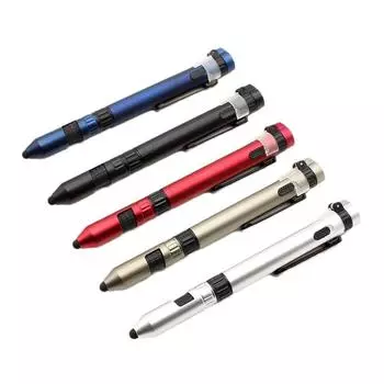 Компас Многофункциональная ручка Шариковая ручка Отвертка Ручка Аварийный фонарик Ручка Инструмент EDC для спасения красный