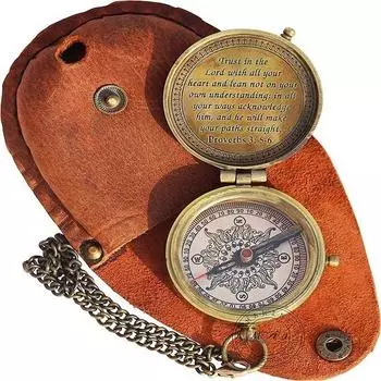 Компас с гравировкой 5-6 с кожаным чехлом, подарочный компас, компас для кемпинга, подарки на выпускной