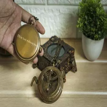 Компас с солнечными часами, персонализированный компас, гравированный компас, подарок для него,