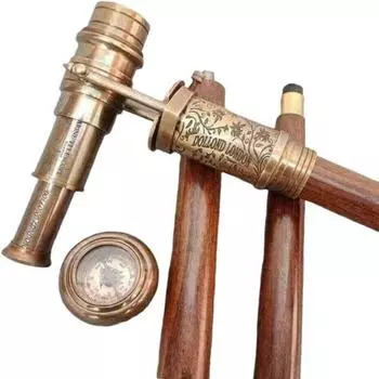 Компас телескопическая головка латунь благородный 3-секционный коричневый деревянный трость новый стиль M