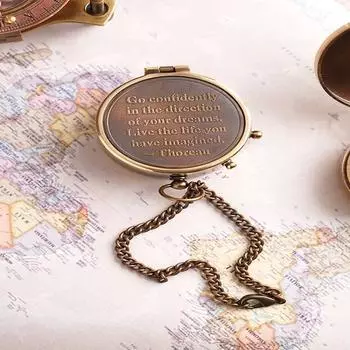 Компас Торо ручной работы с выгравированными цитатами в деревянном футляре, компас направления, компас для кемпинга, компас для лодок,