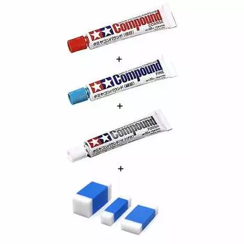 Компаунд Тамия Компаунд Тамия Компаунд Тамия Серия косметических материалов Тамия Компаундная губка Набор инструментов для пластиковой модели (грубый) + (отлично) + (Конец) +