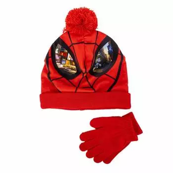 Комплект 2шт шапка+перчатка человек паук ребенок MARVEL
