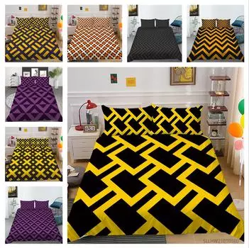 Комплект 3D-постельного белья из ткани из микрофибры, пододеяльник и наволочка, 2 или 3 предмета с графической печатью, удобное моющееся постельное белье в натуральную величину UK Single 135x200cm