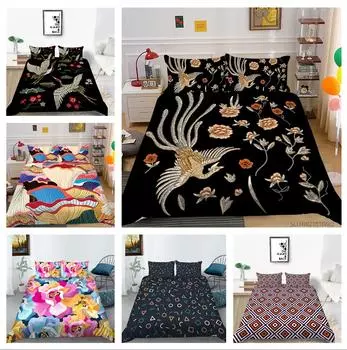 Комплект 3D-постельного белья из ткани из микрофибры, пододеяльник и наволочка, 2 или 3 предмета с графической печатью, удобное моющееся постельное белье в натуральную величину UK Single 135x200cm