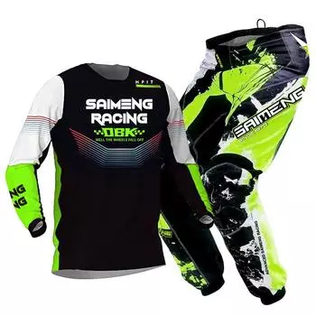 Комплект экипировки для мотокросса для детей 4 5 6 7 8 9 10 11 12 13 лет Молодежный детский мотоциклетный костюм для мальчиков и девочек, майка, штаны, гоночный костюм для бездорожья, эндуро, мотокросса, горного велосипеда L-24