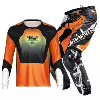 Комплект экипировки для мотокросса для детей 4 5 6 7 8 9 10 11 12 13 лет Молодежный детский мотоциклетный костюм для мальчиков и девочек, майка, штаны, гоночный костюм для бездорожья, эндуро, мотокросса, горного велосипеда L-24