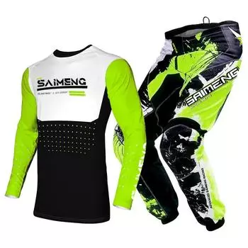 Комплект экипировки для мотокросса для детей 4 5 6 7 8 9 10 11 12 13 лет Молодежный детский мотоциклетный костюм для мальчиков и девочек, майка, штаны, гоночный костюм для бездорожья, эндуро, мотокросса, горного велосипеда XXL-28