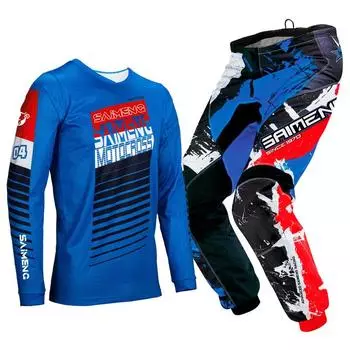 Комплект экипировки для мотокросса для детей 4 5 6 7 8 9 10 11 12 13 лет Молодежный детский мотоциклетный костюм для мальчиков и девочек, майка, штаны, гоночный костюм для бездорожья, эндуро, мотокросса, горного велосипеда XXL-28