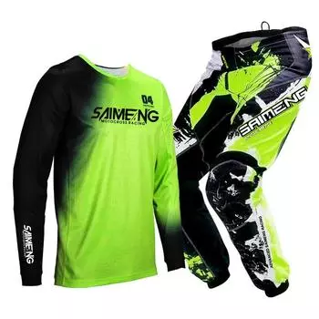 Комплект экипировки для мотокросса для детей 4 5 6 7 8 9 10 11 12 13 лет Молодежный детский мотоциклетный костюм для мальчиков и девочек, майка, штаны, гоночный костюм для бездорожья, эндуро, мотокросса, горного велосипеда S-20