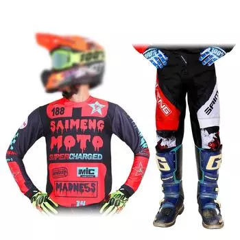 Комплект экипировки для мотокросса для детей 4 5 6 7 8 9 10 11 12 13 лет Молодежный детский мотоциклетный костюм для мальчиков и девочек, майка, штаны, гоночный костюм для бездорожья, эндуро, мотокросса, горного велосипеда XL-26