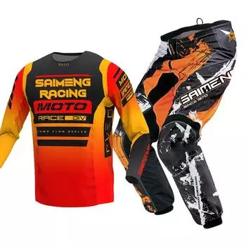 Комплект экипировки для мотокросса для детей 4 5 6 7 8 9 10 11 12 13 лет Молодежный детский мотоциклетный костюм для мальчиков и девочек, майка, штаны, гоночный костюм для бездорожья, эндуро, мотокросса, горного велосипеда XXL-28